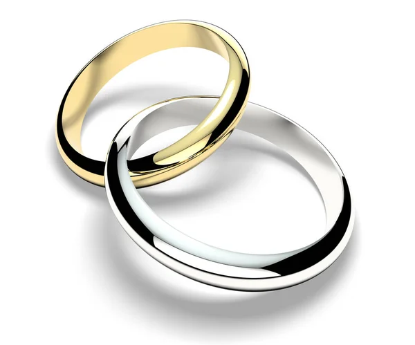 Prsteny, zásnubní prsteny, manželství, Rodina, láska. 3D vykreslování — Stock fotografie