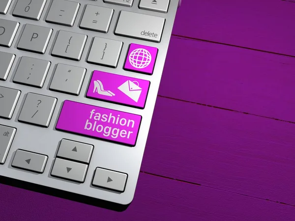 Teclado do computador, o botão de pesquisa. Motor de busca, Blogueiros de moda, moda, influenciador, estilo . — Fotografia de Stock
