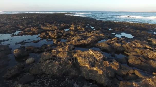 Fuerteventura, Kanárské ostrovy: pohled Toston majáku, poblíž rybářské vesnice El Cotillo, 4. září 2016 — Stock video