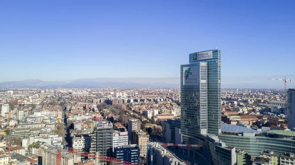 Havadan görünümü gökdelen Lombardia, Milan, Porta Nuova, gökdelen, 6/1/2017. Bölgesel Konseyi, Lombardiya, Lombardy kare şehir merkezinin Lombardia bölgesi