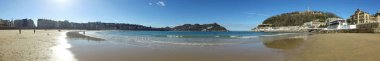 Donostia-San Sebastian, Bask Bölgesi, şehir, İspanya. La Concha beach, panoramik. 28/01/2017