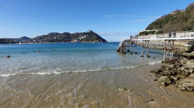 Donostia-San Sebastian, Bask Bölgesi, şehir, İspanya. La Concha beach, panoramik