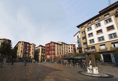 Bask Bölgesi: görünümü saraylar ve Plaza Unamuno'nun, Unamuno'nun Meydanı, Merkezi Kasko Viejo, Bilbao eski kasaba binalarda 