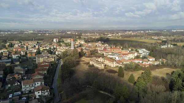 Villa Medolago Rasini, Limbiate, aerial view of the villa of the \'700, Italy