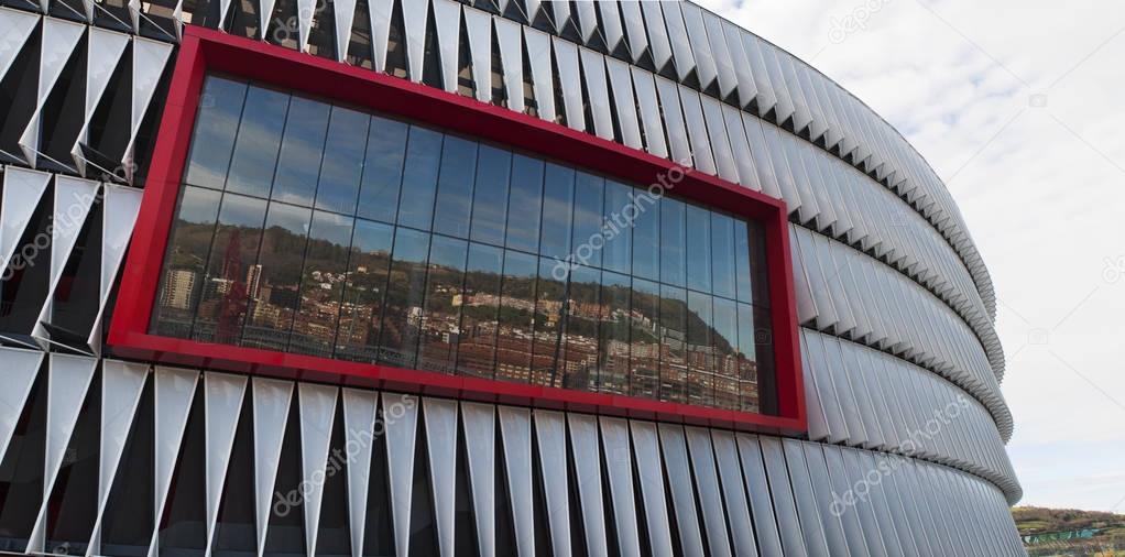 Spain: details of the San Mames Stadium, known as Nuevo San Mames, an all-seater football stadium in Bilbao inaugurated in 2013 to replace the old San Mames as the home of Athletic Bilbao