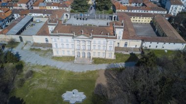 Villa Cusani Tittoni Traversi, panoramik, havadan görünümü, Desio, Monza ve Brianza, Milan, İtalya