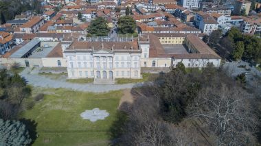 Villa Cusani Tittoni Traversi, panoramik, havadan görünümü, Desio, Monza ve Brianza, Milan, İtalya