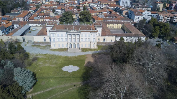 Villa Cusani Tittoni Traversi, panoramatický pohled, letecký pohled, Desio, Monza a Brianza, Milán, Itálie — Stock fotografie