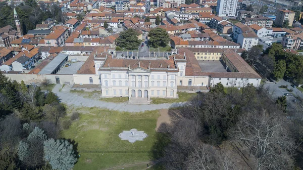 Villa Cusani Tittoni Traversi, panoramisch uitzicht, luchtfoto, Desio, Monza en Brianza, Milan, Italië — Stockfoto