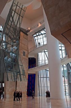 Spain: the interiors of the Guggenheim Museum Bilbao, the museum of modern and contemporary art designed by architect Frank Gehry, among the most admired works of contemporary architecture clipart