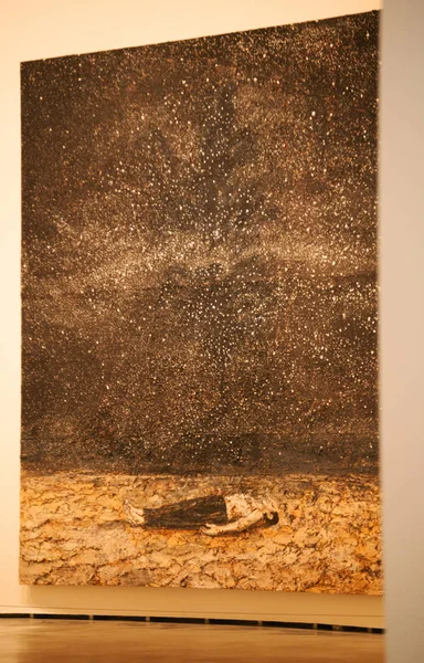 Bilbao: the painting The Renowned Orders of the Night, 1997, acrylic and emulsion on canvas, by the german artist Anselm Kiefer at the Guggenheim Museum Bilbao — Stock Photo, Image
