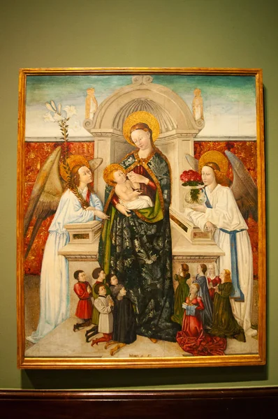 Espagne : Vierge à l'Enfant, Anges et Famille des donateurs par Berthomeu Baro au Musée des Beaux-Arts de Bilbao, le deuxième musée basque le plus visité où il est permis de prendre des photos des œuvres d'art — Photo