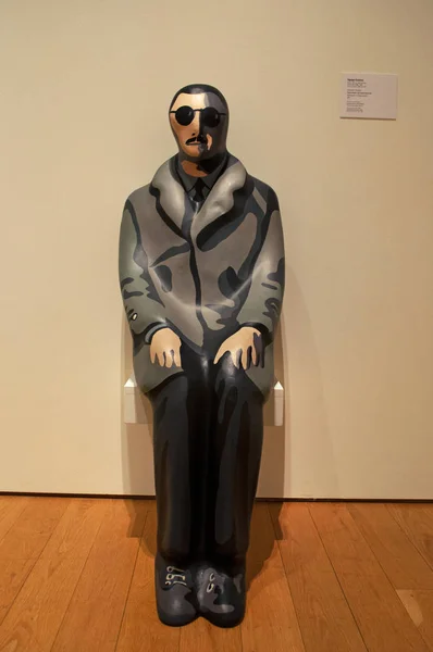 Spain: Spectator of Spectators, sculpture by Equipo Cronica at Bilbao Fine Arts Museum, the second most visited museum in Basque Country where it 's allowed to take pictures of the artworks — стоковое фото