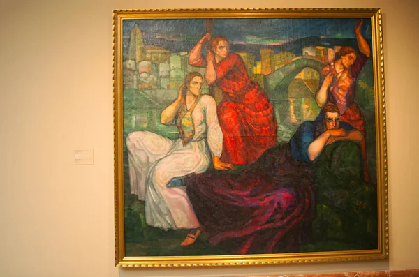 Bilbao, Spain: The Women of the Sea by Gustavo de Maeztu at Bilbao Fine Arts Museum, the second most visited museum in Basque Country where it 's allowed to take pictures of the artworks — стоковое фото