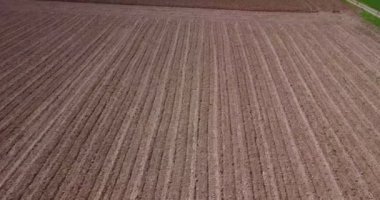 Doğa ve manzara: alanlar ve sürülmüş alanlar, ekimi, yeşil çimen, kırsal, tarım, toprak yol havadan görünümü