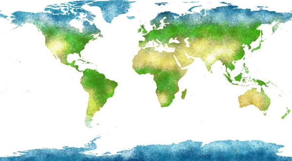 Mapa del mundo, dibujado a mano, pinceladas ilustradas, mapa geográfico, físico —  Fotos de Stock