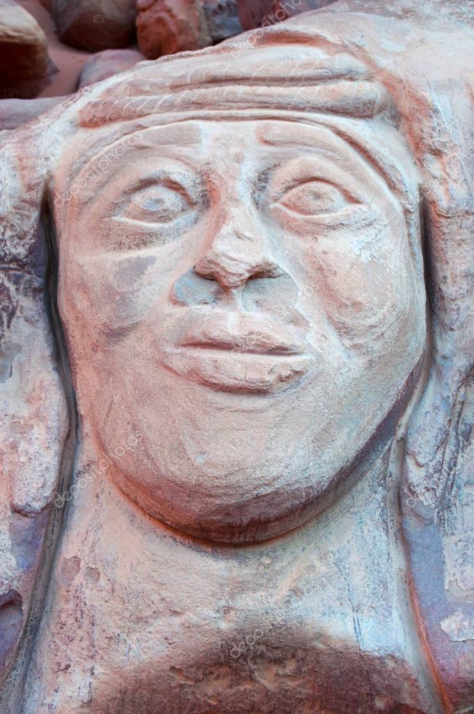 Jordan carving and inscription on the rock commemorating Lawrence of Arabia, the British