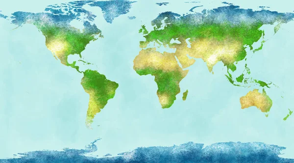 Weltkarte, handgezeichnet, bebilderte Pinselstriche, geographische Karte, physische — Stockfoto