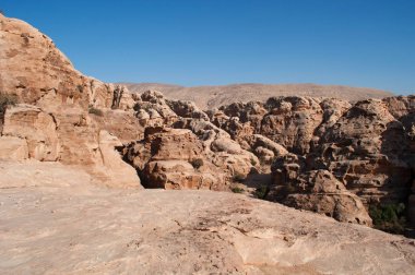 Petra Arkeoloji Parkı, Beidah: görünümü kayalar ve dağlar Siq al-Barid, soğuk Kanyon, arkeolojik Nabataean şehir, Beidha, küçük Petra ünlü için ana giriş