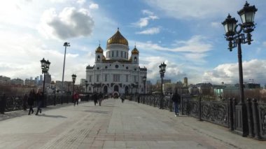 Panoramik İsa Katedrali Patrik Köprüsü, Moskova, Rusya'nın kurtarıcısı