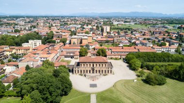 Villa Bagatti Valsecchi, villa, havadan görünümü, onsekizinci yüzyıl, İtalyan villası, Varedo, Monza Brianza, Lombardiya İtalya
