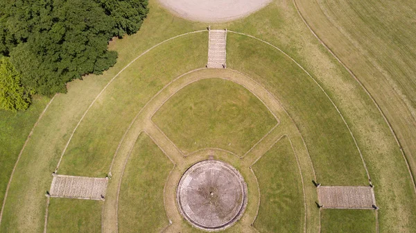 Ogród i park, fontanna, villa Bagatti Valsecchi, villa, widok z lotu ptaka, XVIII w., włoskiej willi, Varedo, Monza Brianza, Włochy Lombardia — Zdjęcie stockowe