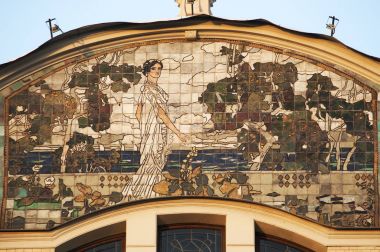 Rusya: 18991907 Art Nouveau tarzında, ünlü mimar ve sanatçı benzersiz işbirliği için tarihsel bir hotel Moskova'da otel Metropol mimari detaylarını, inşa