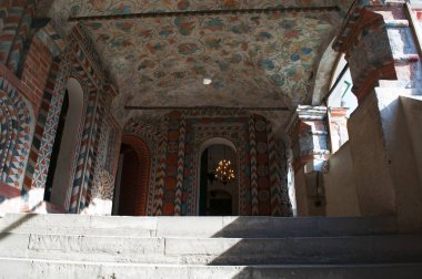 Moskova: merdiven çiçek süsleme (18nci yüzyıl) Aziz Basil Katedrali tavanda, dünya ünlü Ortodoks kilise ve Kızıl Meydan artık bir müze nerede fotoğraf çekmek için izin