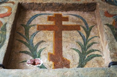 Moskova: çiçek süsleri (18nci yüzyıl) Aziz Basil Katedrali, Kızıl Meydan, şimdi bir müze bir dünya ünlü Ortodoks Kilisesi iç duvarlarında nerede fotoğraf çekmek için izin