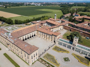 Villa Arconati, Castellazzo, Bollate, Milan, İtalya. Villa Arconati hava görünümünü 17/06/2017. Park, Groane Park ve bahçeler. 