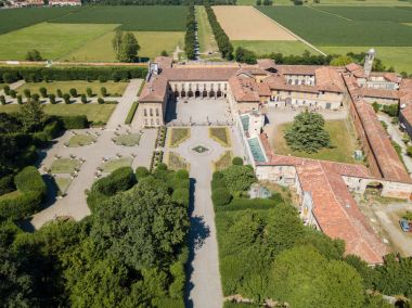 Villa Arconati, Castellazzo, Bollate, Milan, İtalya. Villa Arconati hava görünümünü 17/06/2017. Park, Groane Park ve bahçeler. 