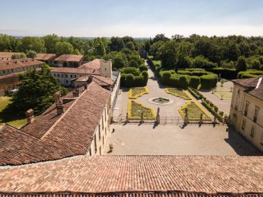Villa Arconati, Castellazzo, Bollate, Milan, İtalya. Villa Arconati hava görünümünü 17/06/2017. Park, Groane Park ve bahçeler. 