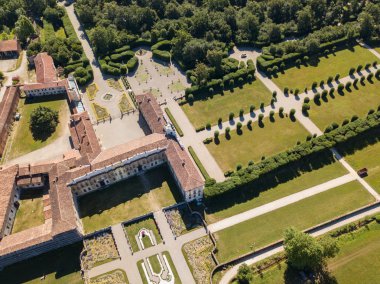 Villa Arconati, Castellazzo, Bollate, Milan, İtalya. Villa Arconati hava görünümünü 17/06/2017. Park, Groane Park ve bahçeler. 