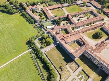 Villa Arconati, Castellazzo, Bollate, Milan, İtalya. Villa Arconati hava görünümünü 17/06/2017. Park, Groane Park ve bahçeler. 