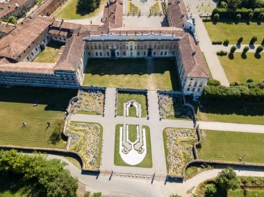 Villa Arconati, Castellazzo, Bollate, Milan, Italy. Aerial view of Villa Arconati 17/06/2017. Gardens and park, Groane Park.  clipart
