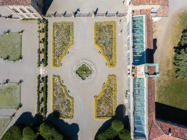 Villa Arconati, Castellazzo, Bollate, Milan, Italy. Aerial view of Villa Arconati 17/06/2017. Gardens and park, Groane Park. — Stock Photo, Image