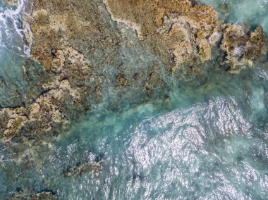 Denizde hava görünümünü taş. Yukarıda, şeffaf su Marnixkade deniz dibinin genel bakış