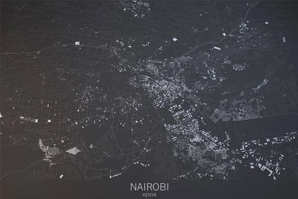 Nairobi mapa, ciudad, vista por satélite, Kenia — Foto de Stock