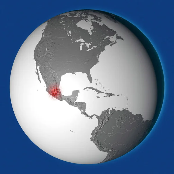 全球地图，墨西哥城，激波、 地震。墨西哥 — 图库照片