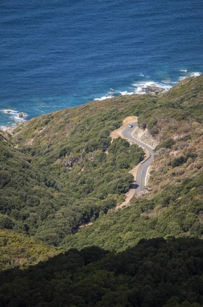 Corsica: the Mediterranean Sea, the Mediterranean maquis and the winding road of the western side of Cap Corse, the northern peninsula of the French island famous for its wild landscape