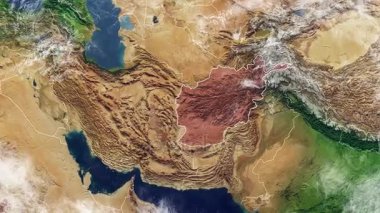 Afganistan ve Kenarlıklar, fiziksel harita Orta Doğu, Arap Yarımadası'nda, harita kabartmaları ve dağlar Haritası