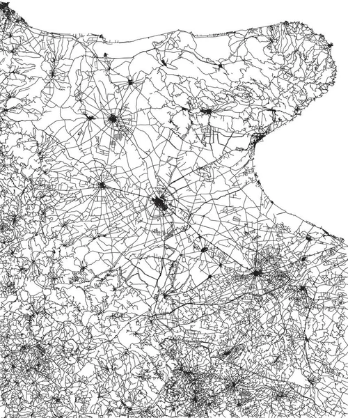 Gargano, Puglia, İtalya'nın yol haritası. Şehirler ve Adriyatik kıyısı yolların