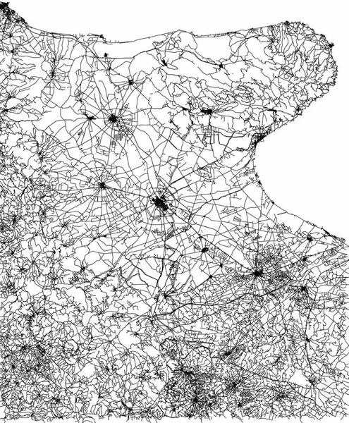 Mappa stradale del Gargano, Puglia, Italia. Città e strade della costa adriatica — Vettoriale Stock