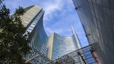 Unicredit tower, kare Gae Aulenti, Milan, İtalya.