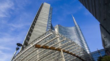 Unicredit tower, kare Gae Aulenti, Milan, İtalya.