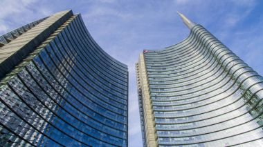 Unicredit tower, kare Gae Aulenti, Milan, İtalya.