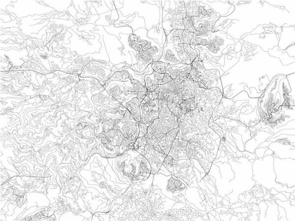 Rues de Jérusalem, plan de la ville, Israël — Image vectorielle