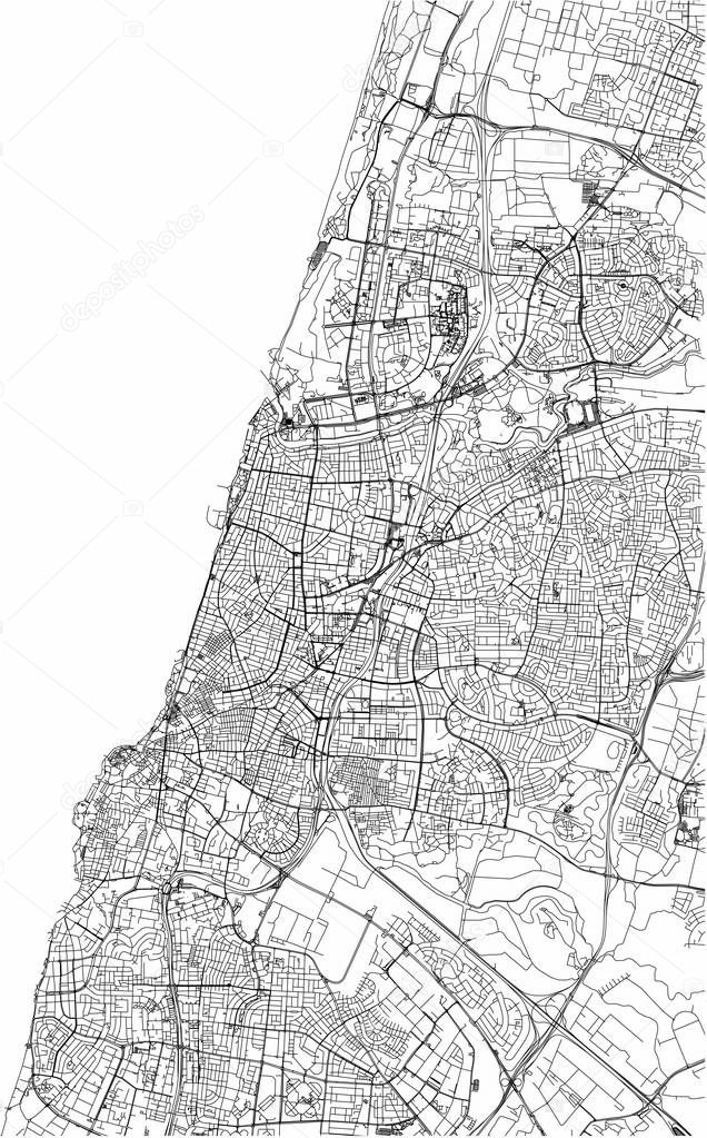 Streets of Tel Aviv, city map, Israel