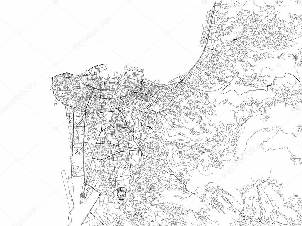 Streets of Beirut, city map, Lebanon