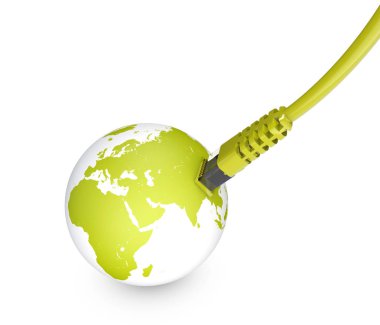 Ethernet kablosu, internet bağlantısı, bant genişliği. Dünya web üzerinde. Dünyayla bağlantılar, Küre.